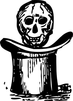 Skull Over Top Hat clip art