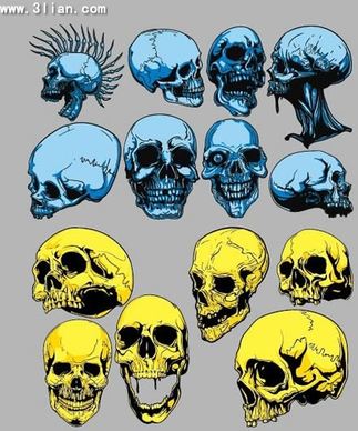 horror skull icons colored 3d design