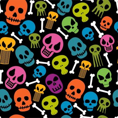 skulls bones background colorful repeating style