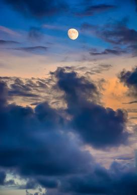 sky backdrop picture dark cloudy moon twilight
