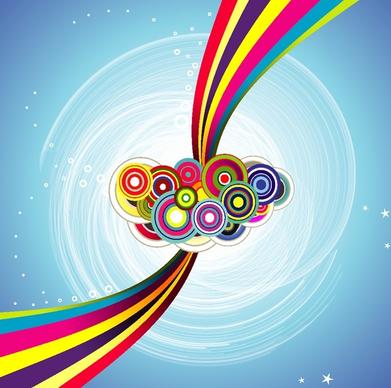 sky rainbow background colorful circles and curves ornament