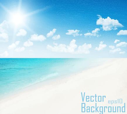 sky clouds with sea and beach vector background
