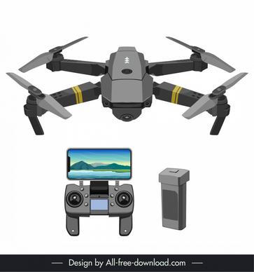 skyquad drone design elements modern 3d