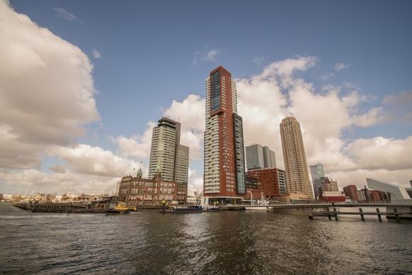 skyscrapers at the port of rotterdam
