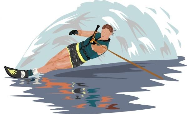 Slalom Water Skier clip art