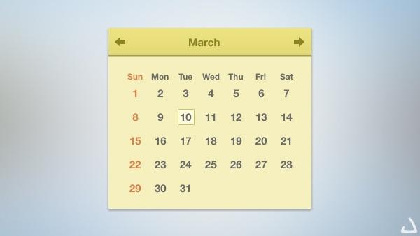 Sleek Flat Calendar