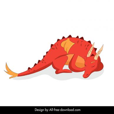 sleeping dragon design elements cute cartoon sketch