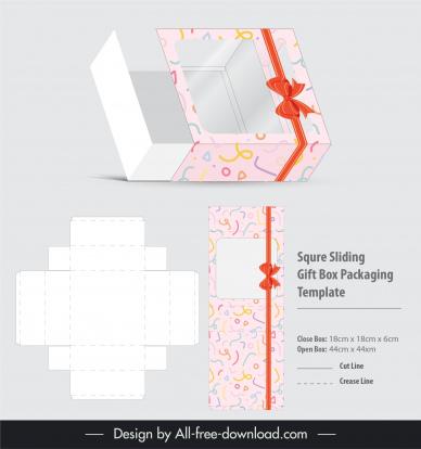 sliding gift box packaging template elegant flat 3d