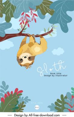 sloth book cover template cute handdrawn cartoon sketch