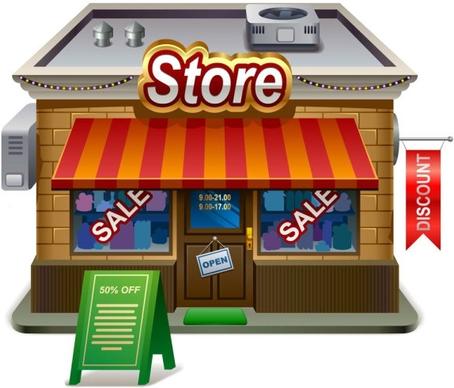 small shops model 02 vector