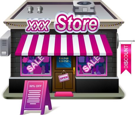 small shops supermarket grocery store house vector
