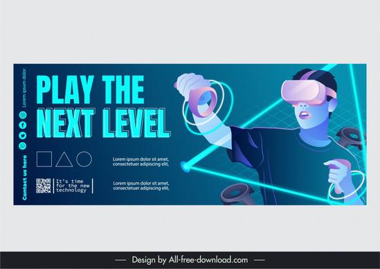 smart glasses advertising banner template contrast dynamic cartoon