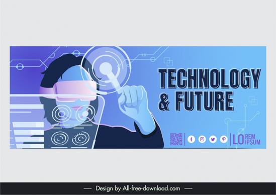 smart glasses banner template woman playing techno screen 