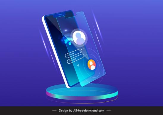 smartphone phone advertising template 3d sketch light effect vector