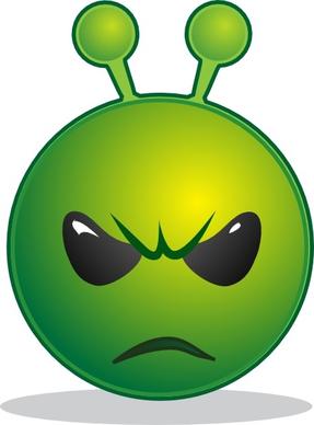 Smile Green Alien Unhappy clip art