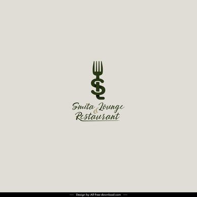 smita lounge and restaurant logo template modern elegant stylized text fork calligraphy decor