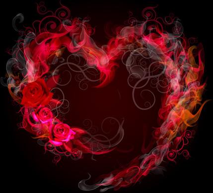smoke hearts with rose vector
