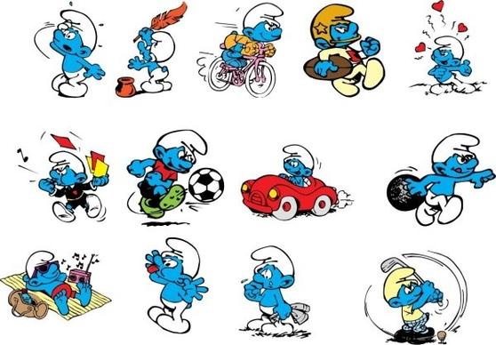 smurfs cartoon characters vector