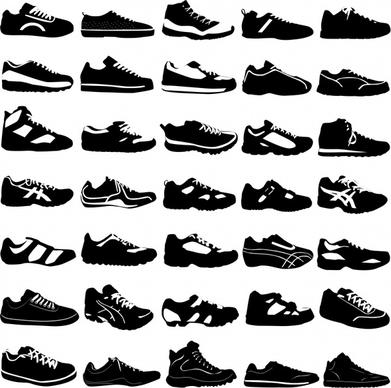man sneakers templates black white silhouette design
