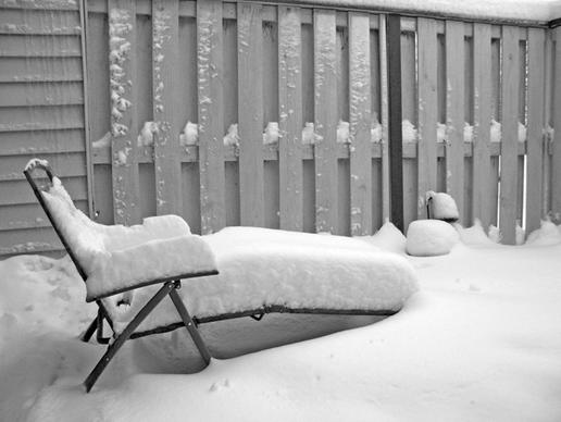 snow on lawn chair