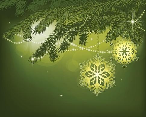 christmas background fir tree snowflakes sparkling green decor