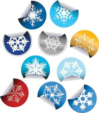 snowflake stickers icon vector