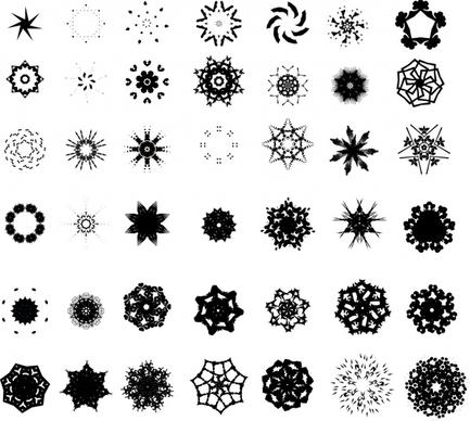 snowflakes icons black white symmetric decor