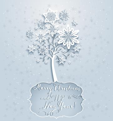 snowflake with tree vector christmas background