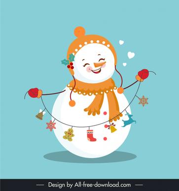 snowman with hat scarf and toys icon cute stylized cartoon sketch