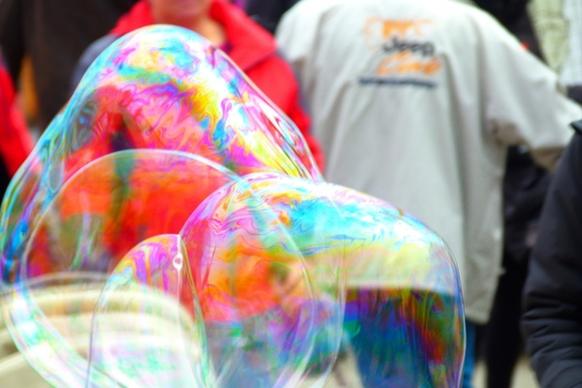soap bubbles colorful heavy going