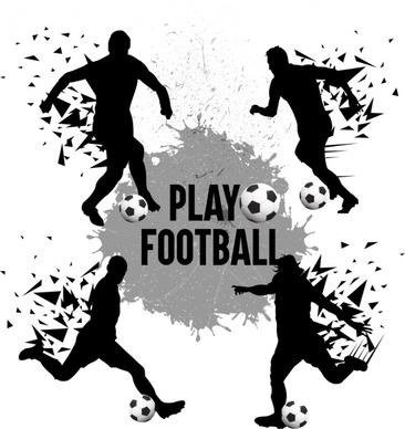 soccer background players icons splash silhouette design