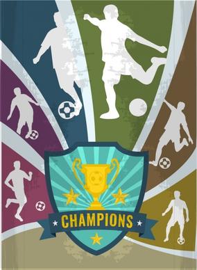 soccer background silhouette style player cup ribbon decoration