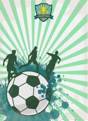 soccer banner silhouette grunge style ball players decoration