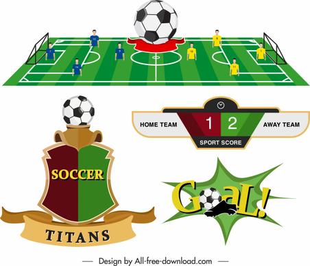 soccer game templates ground score goal insignia sketch