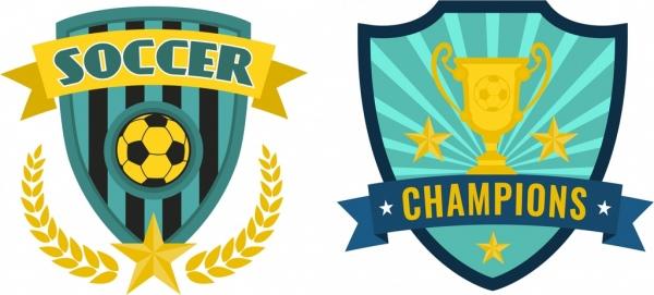 soccer logotype sets classical colorful shield style