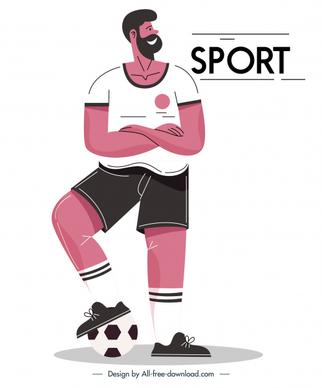 soccer player icon classic design cartoon character sketch