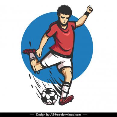 soccer player icon dynamic design cartoon character sketch