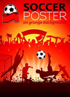 soccer poster grunge background vector