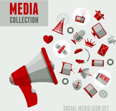 social media icons red style vector