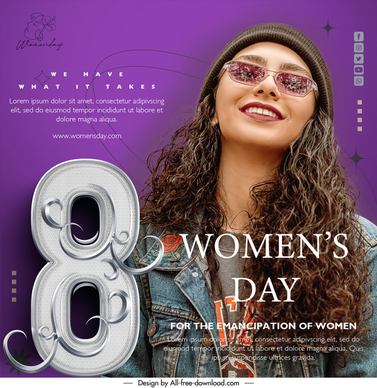social media post womens day template fashionable girl sketch modern realistic 