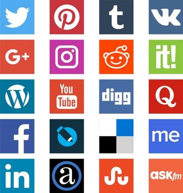 social media vector square icons