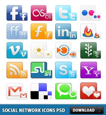 Social Network Icons Free PSD