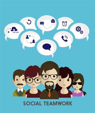 social teamwork concept infographic human and interfaces design