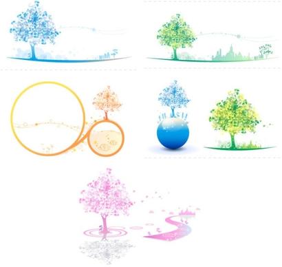 soft colored trees vector