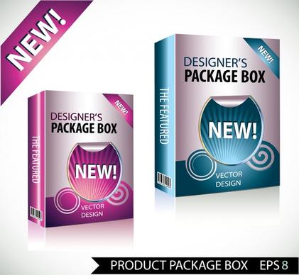 software box template modern colored 3d sketch
