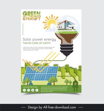 solar power energy poster template modern elegance design