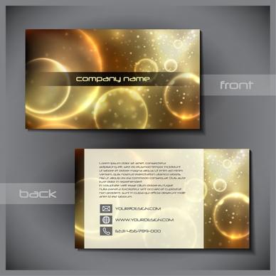 business card template sparkling golden bokeh bubbles