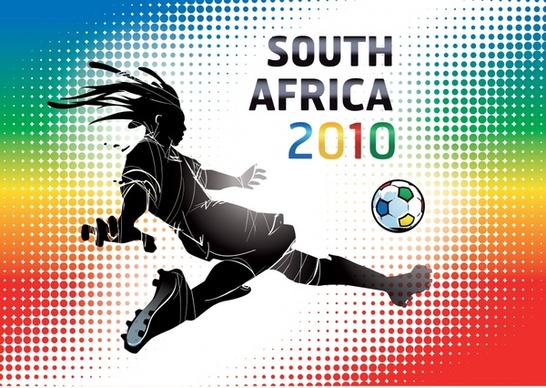 2010 world cup banner player silhouette kicking gesture
