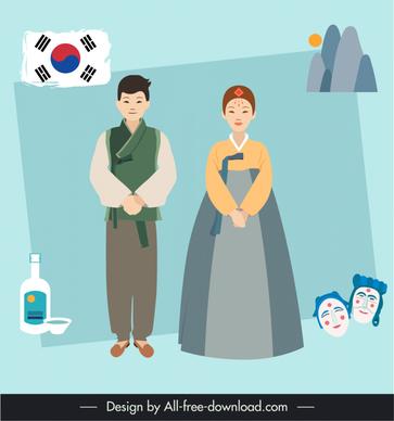 south korea elements costume masks mountain wine sketch 