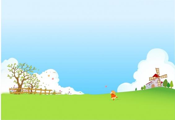 childhood background playful kid farmland icons cartoon design